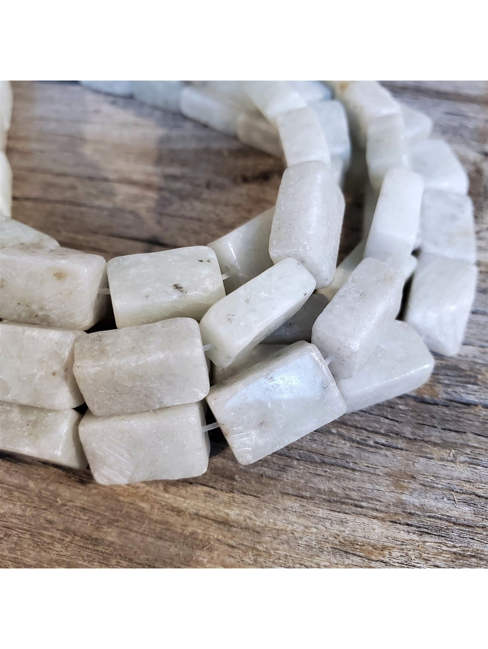Natural Peruvian Amazonite Pale Blue Gray Gemstone 14x8mm Rectangle Beads 5 pcs